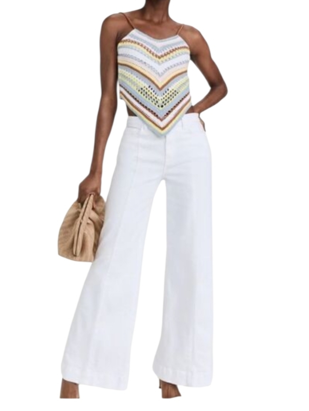 L'AGENCE Sandy Hi-Rise Wide Leg Jeans Size 32 Crisp White Coastal NEW Spring